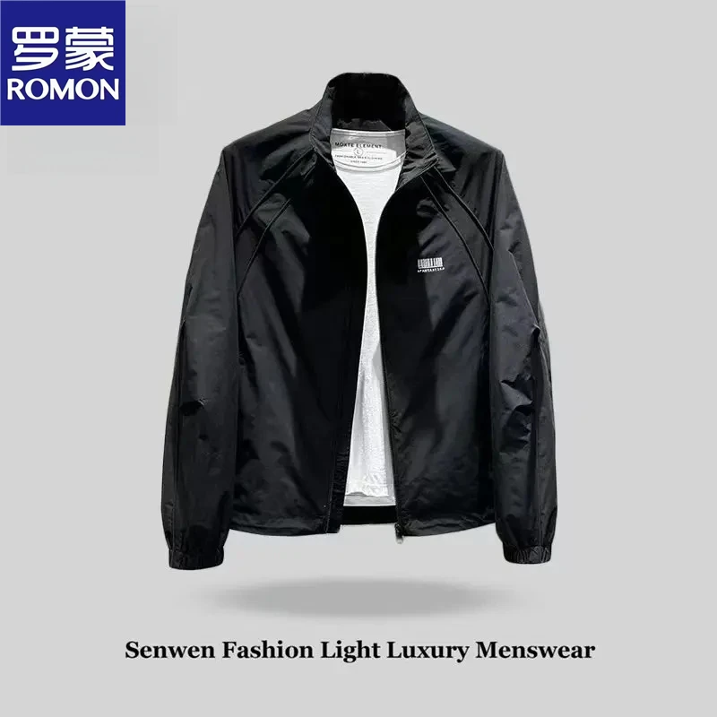 Romon/罗蒙早春休闲男士男装宽松时尚潮流韩版百搭设计感立领夹克