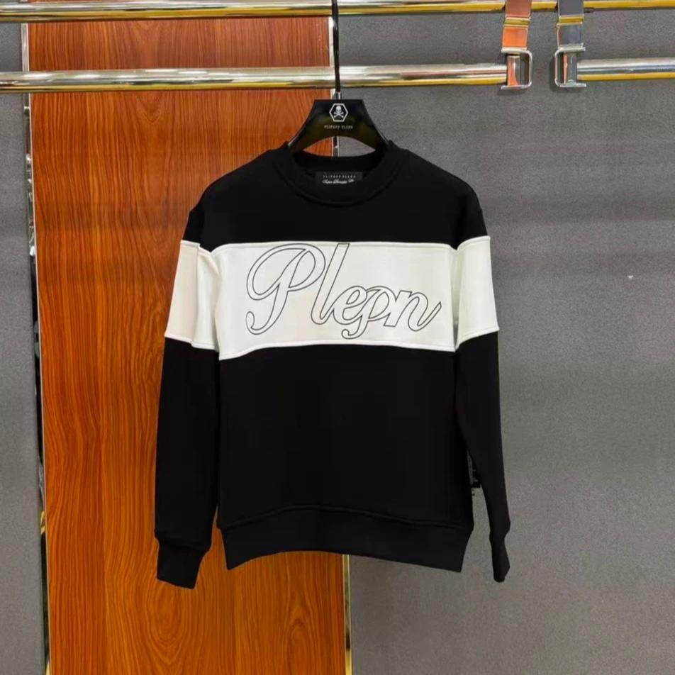PLIPHPP PLEPN正品PP 秋冬黑白拼高端男士修身圆领休闲卫衣W6615
