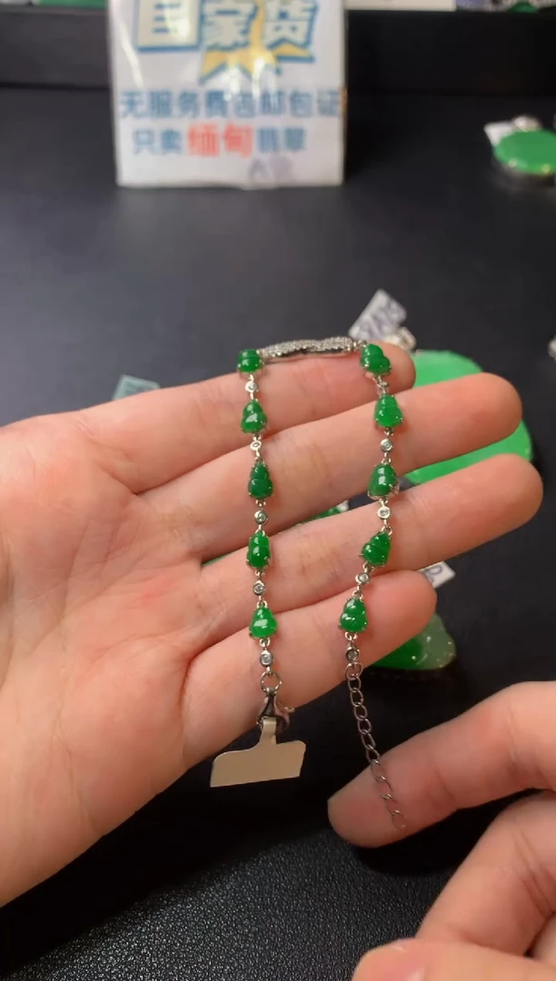 银S925镶嵌手链翡翠翡翠