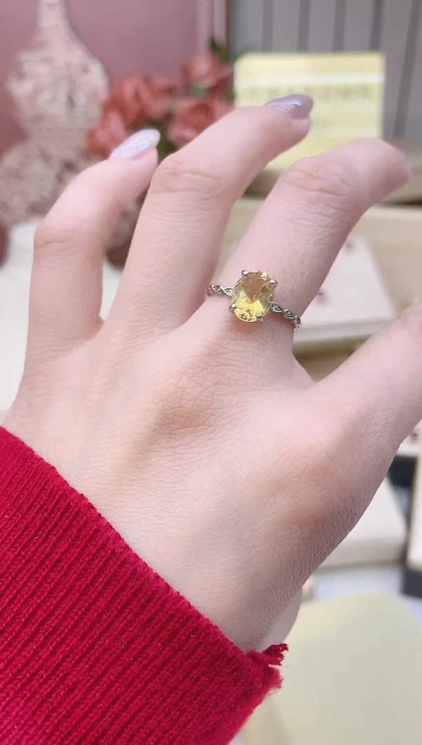 【闪购商品】黄晶戒指银S925镶嵌念初