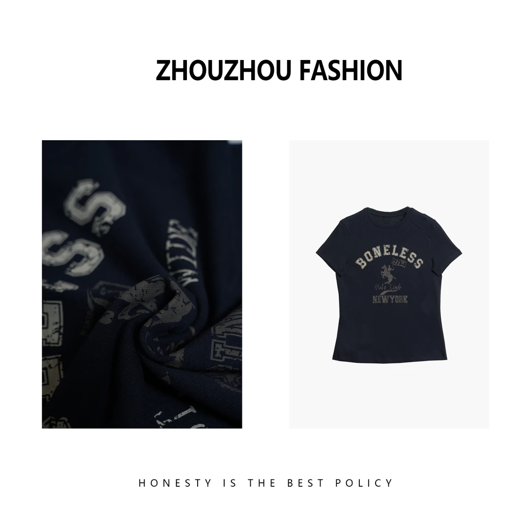 2025ss 夏季爆款美式经典时尚印花圆领短袖T恤上衣ZP-98769