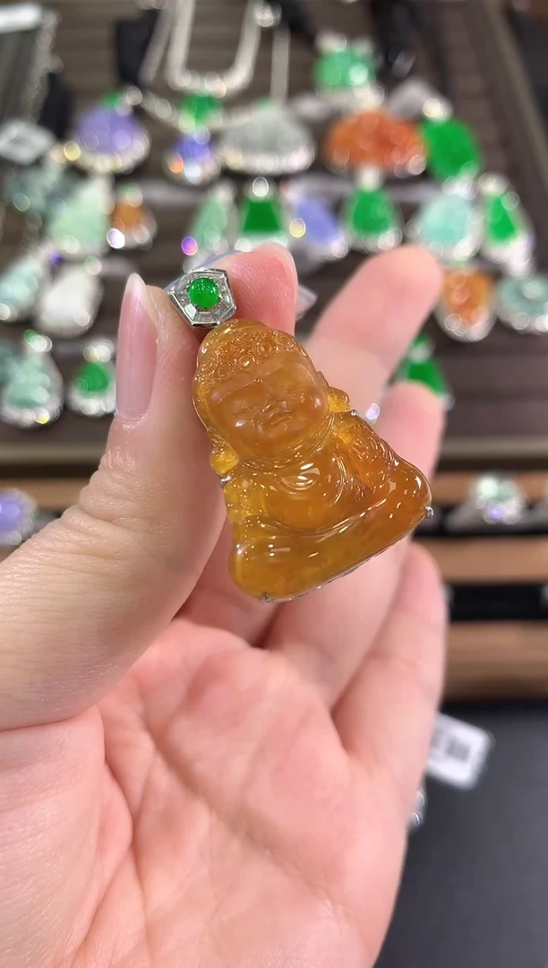 吊坠(不含链)18K金镶嵌翡翠d89