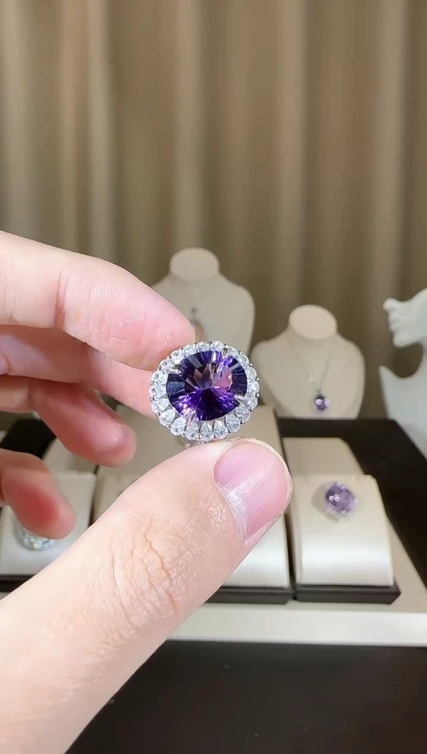 【闪购商品】紫晶戒指银S925镶嵌12*10mm