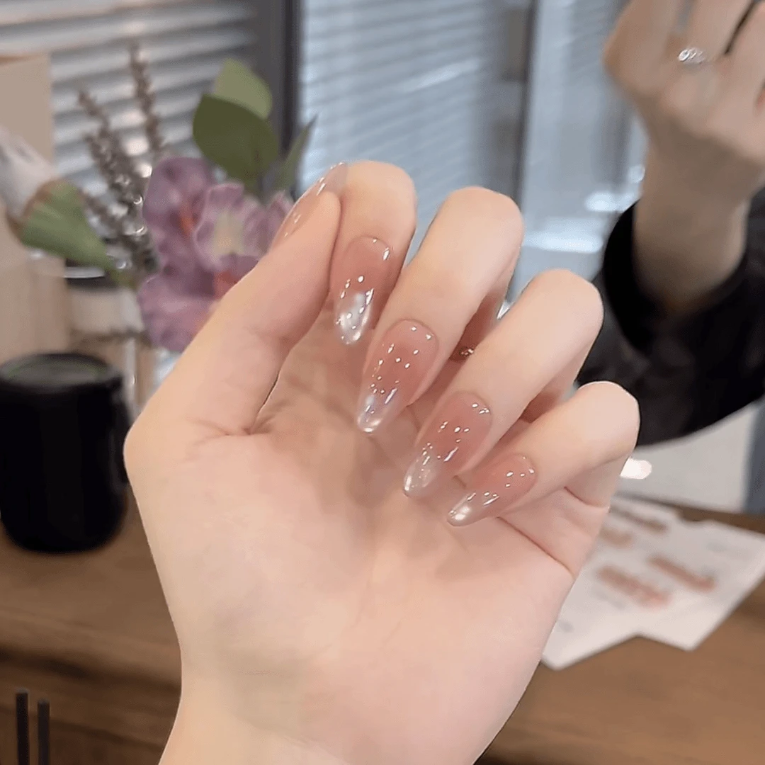 【露珠】 纯欲裸色简约猫眼气质纯手工穿戴甲