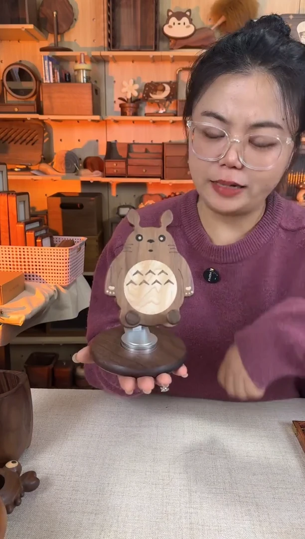 木北美黑胡桃龙猫手机支架