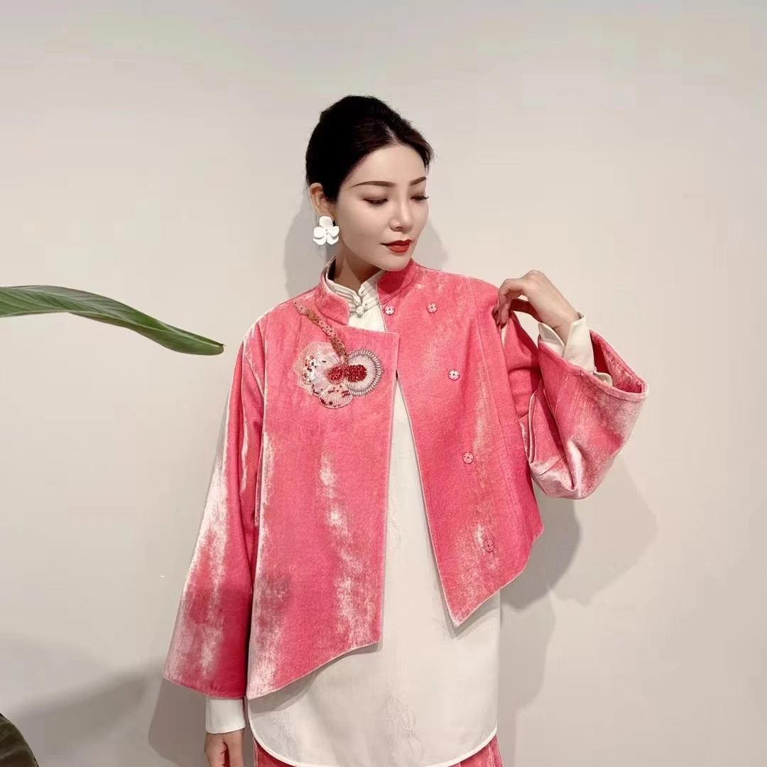 【刘彤推荐】玉琼 合欢花钉珠丝绒上衣