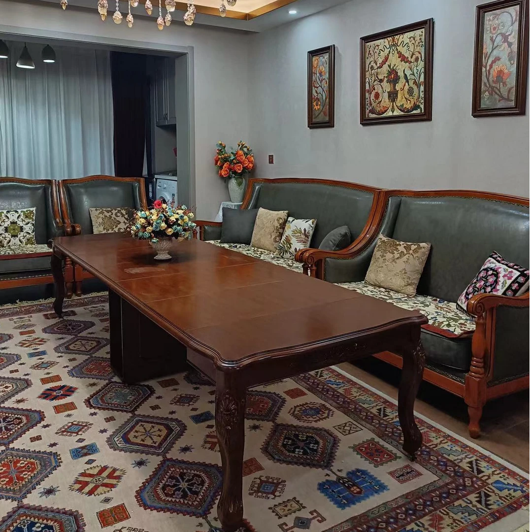 复古风实木折叠桌子美式椅子客厅长方形法式