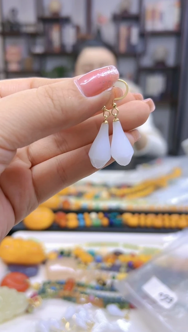 【闪购商品】和田玉（白玉）耳饰14K金镶嵌E60