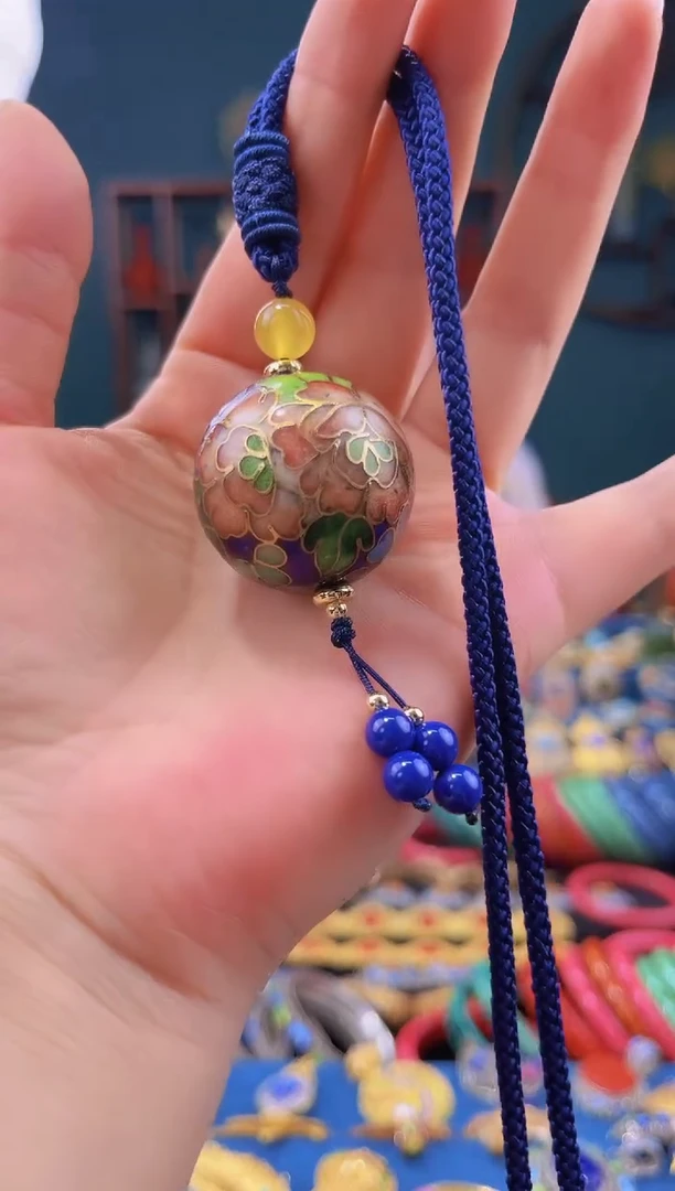 非遗 景泰蓝3.0单珠项链 宝蓝