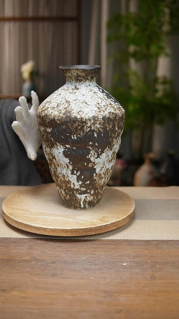 【闪购商品】陶瓷  花器诧寂黑高脚