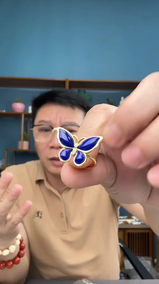 青金石未镶嵌戒指45戒指