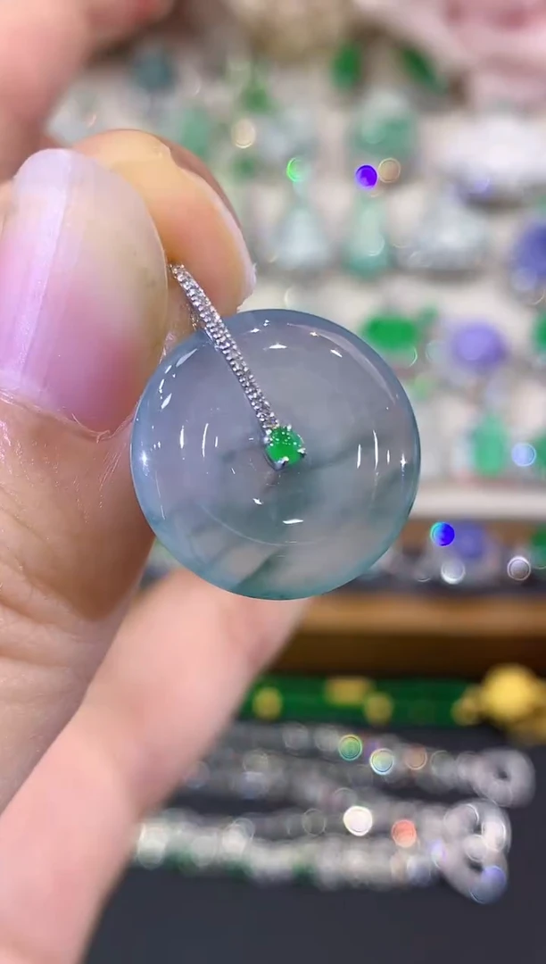 吊坠(不含链)18K金镶嵌翡翠B53