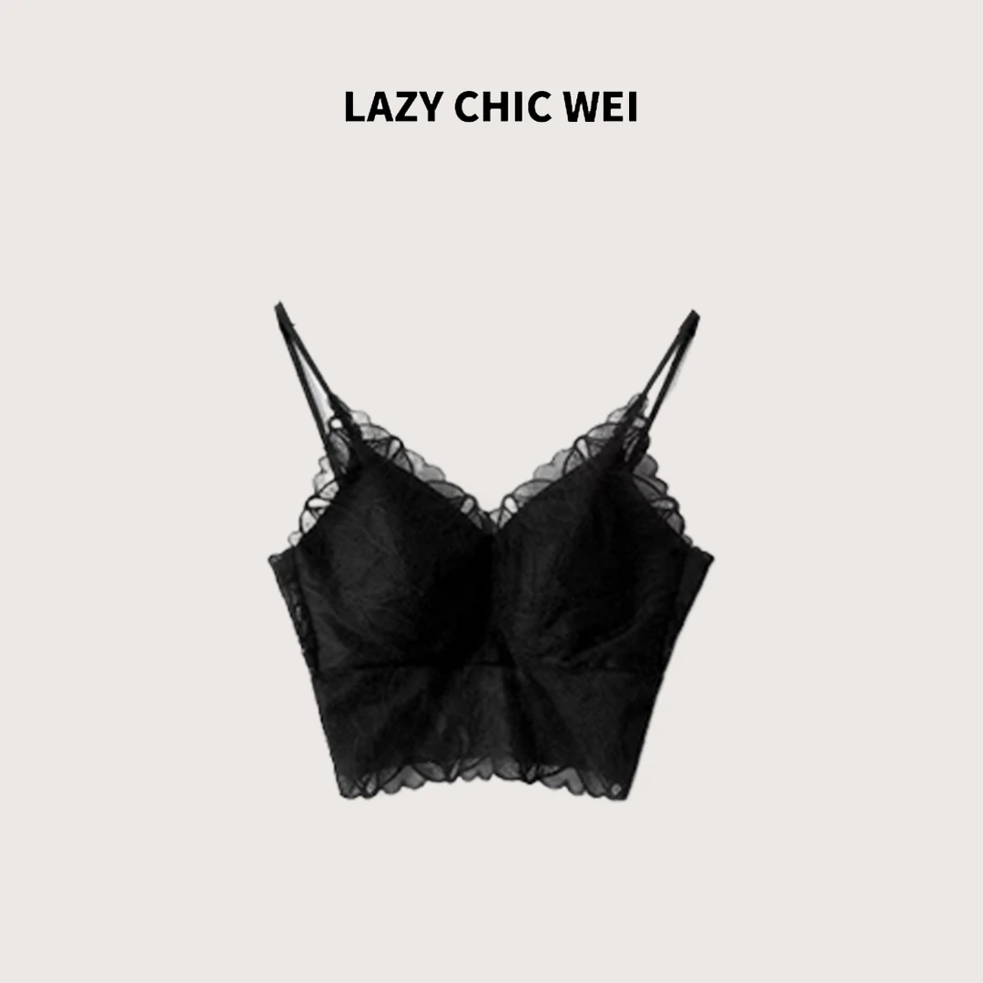 WEI “花叶美背”立体蕾丝自带胸带肩带可调节美背 WY0435