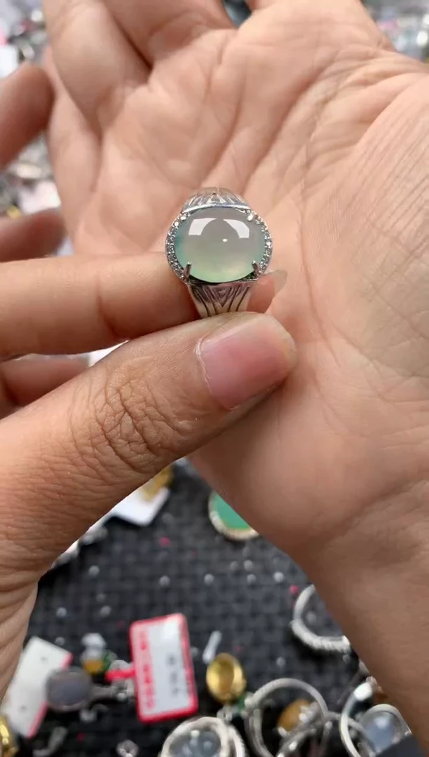 银S925镶嵌戒指翡翠888              5