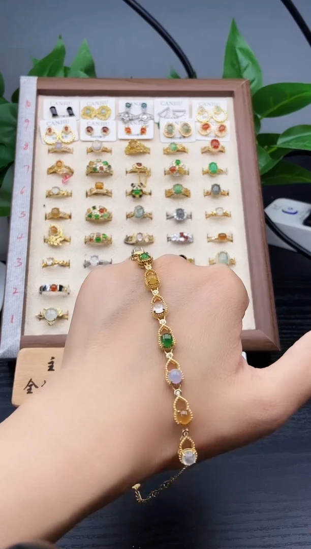 银S925镶嵌手链翡翠12