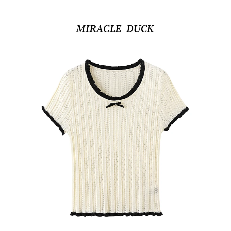 2号【】夏季时尚薄款女短袖套头镂空短款毛针织衫C1673