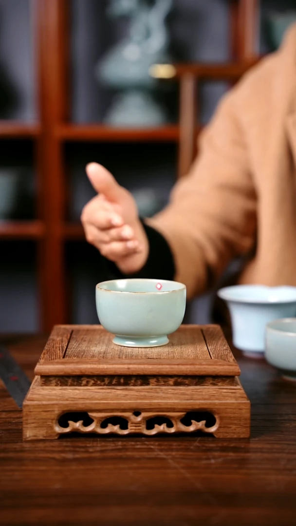 杯子陶巴****？青霁汝窑仿古釉  罗汉杯