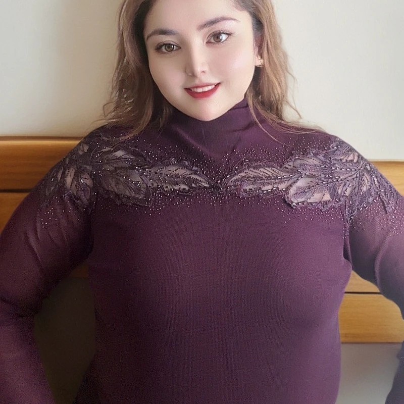 MOLY大码高弹力网纱拼接纱T