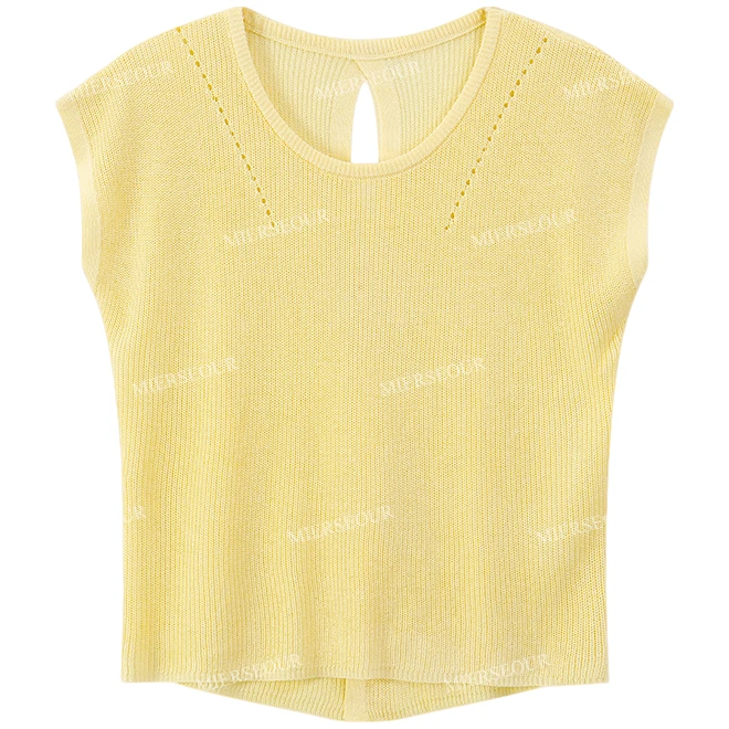 【封后轻奢设计】【基础美学】简约单排扣设计百搭针织短袖2859