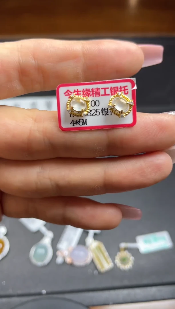 银S925镶嵌戒指翡翠天然翡翠A货
