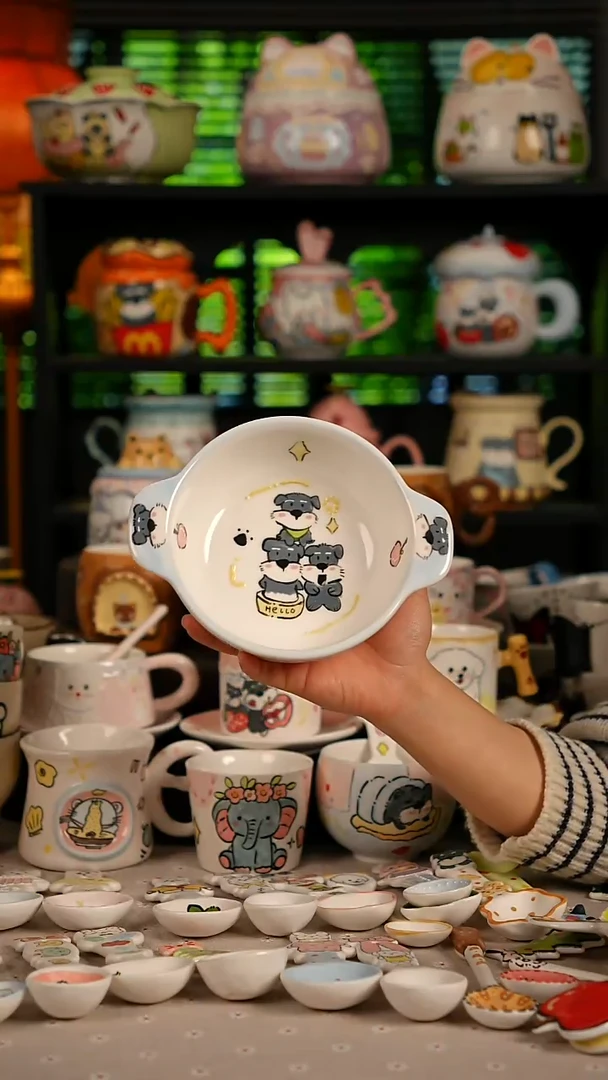 陶瓷无盖款景德镇高温釉下彩纯手绘创意瓷