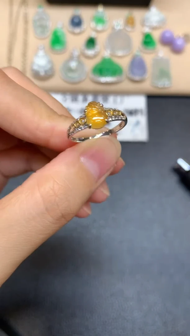 18K金镶嵌戒指翡翠貔貅【无服务费