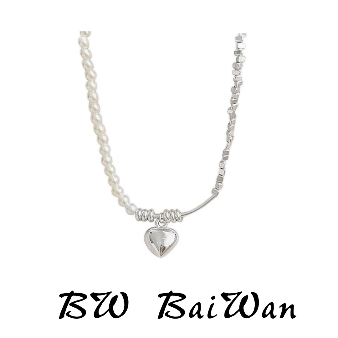 合金项链 Bai wan  风华流沙 007珍珠碎银小爱心项链