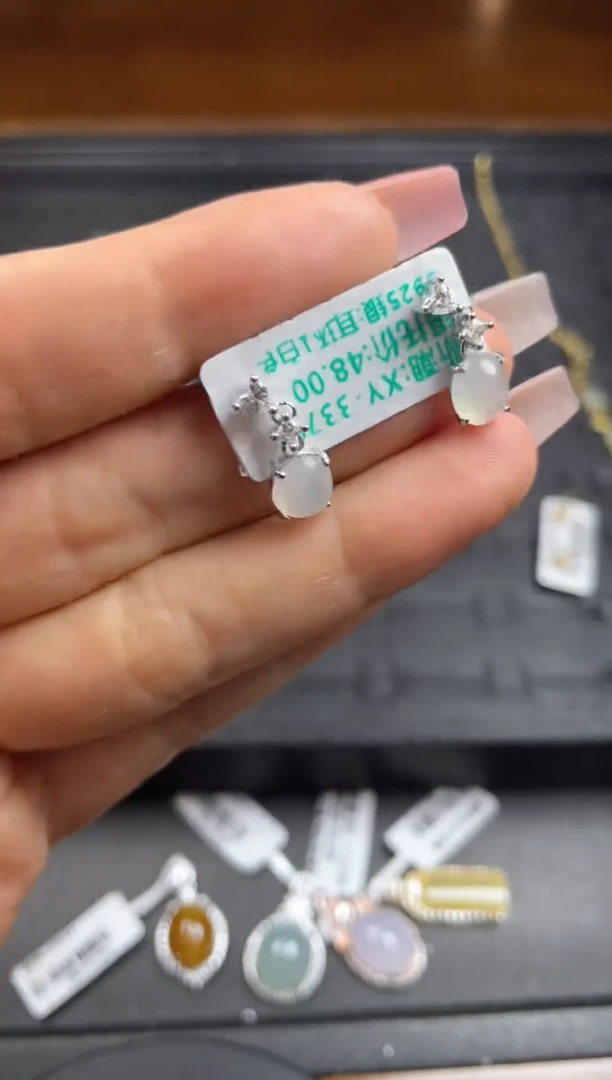 银S925镶嵌戒指翡翠天然翡翠A货