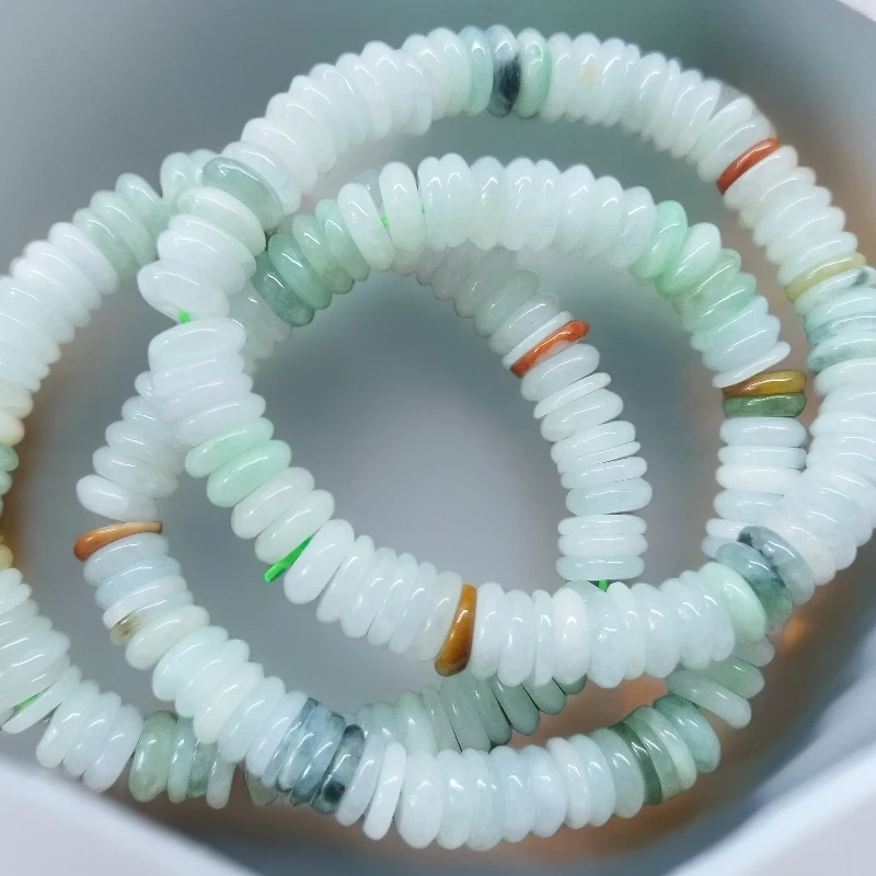 多彩平安扣小清新手串卡8天然缅甸翡翠弹力渐变礼物多样性发一