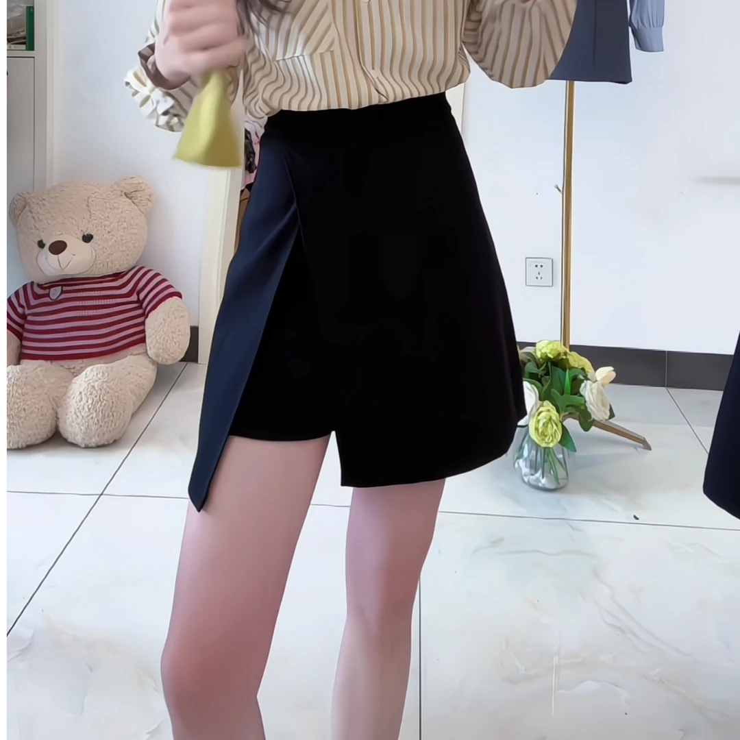 半身裙女夏季防走光短裙高腰百搭显瘦黑色a字裙气质时尚短裙裤女
