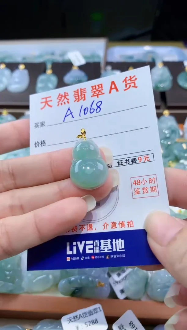 颈饰18K金镶嵌翡翠天然翡翠A货挂件