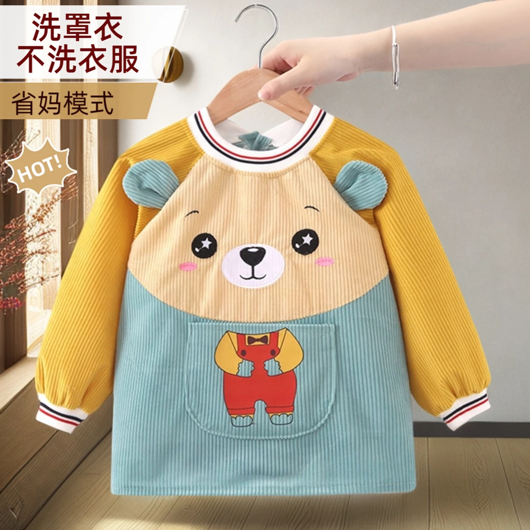 婴幼儿罩衣女宝宝冬吃饭外穿洋气新款儿童冬天防水围兜男女童罩衣