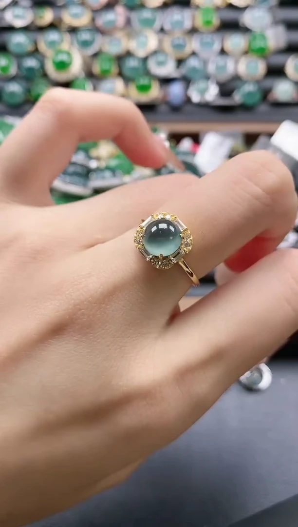 【闪购商品】翡翠戒指银S925镶嵌5151-15