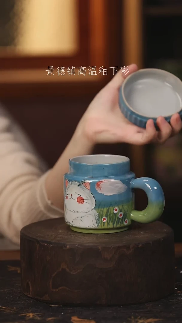 陶瓷景德镇高温釉下手绘陶瓷@L400@