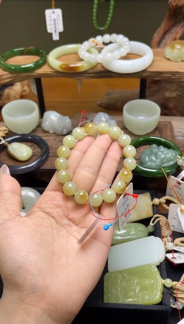 未镶嵌手串和田玉卡12迪克兰带糖 圆珠 9007910