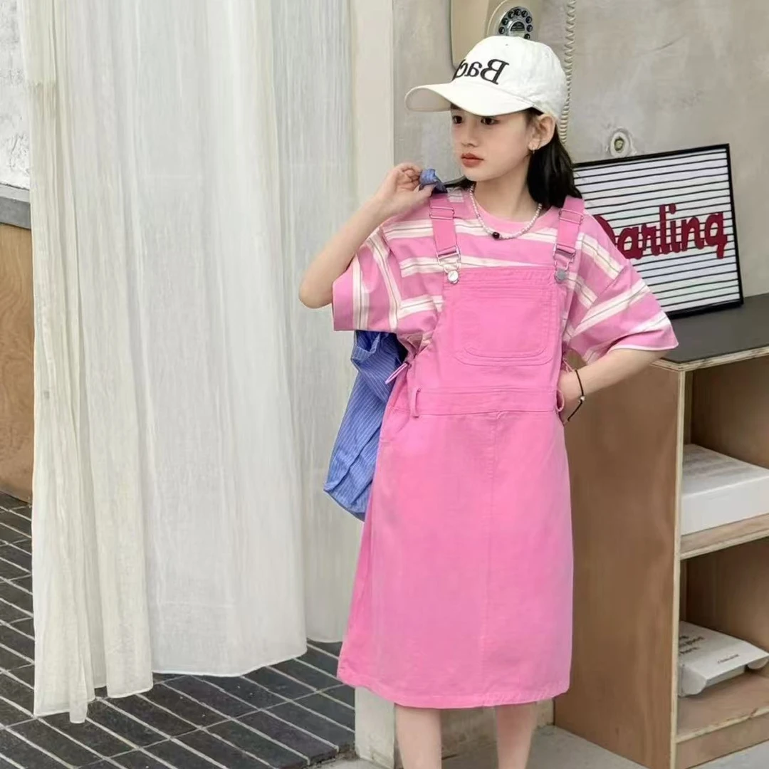 026 女童夏季2025款新款韩版条纹时尚百搭时尚洋气背带裙