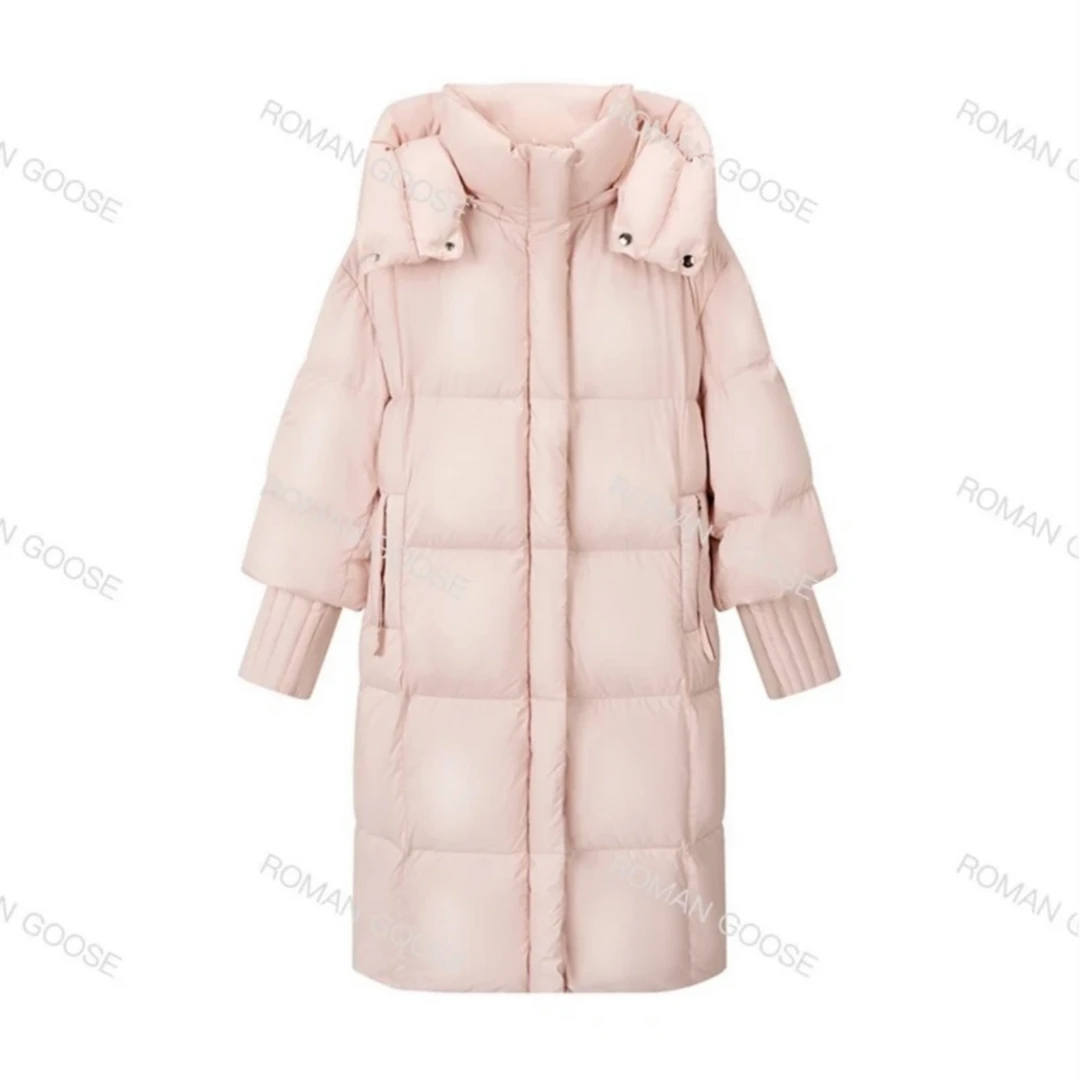 2024冬季加厚长款羽绒服连帽云朵感设计师款-QY08