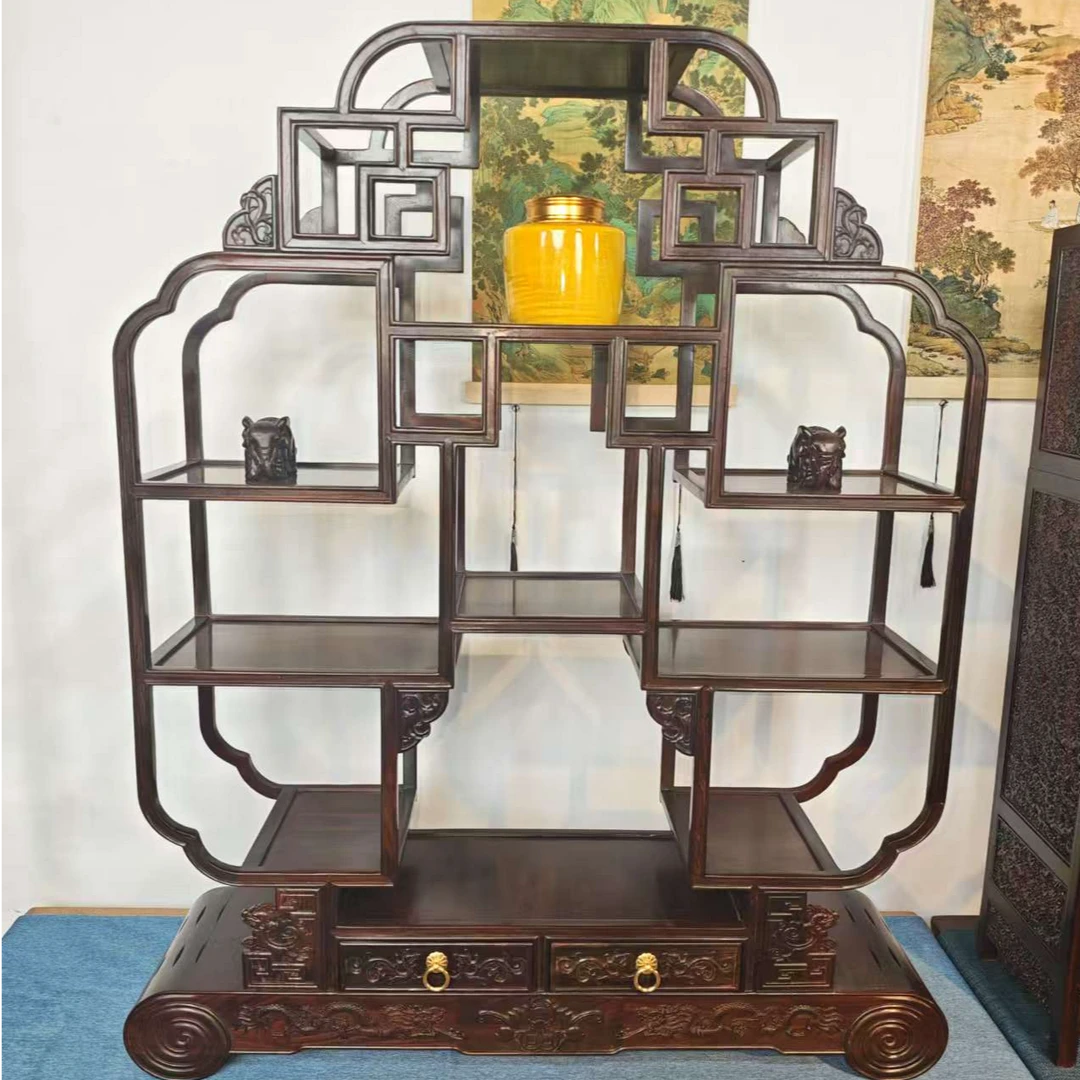 三匠红木 大红酸枝多宝格博古架 76*20*82cm