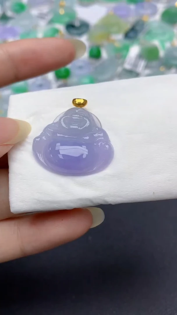 颈饰18K金镶嵌翡翠天然缅甸a货翡翠百元以上9元证书费自理