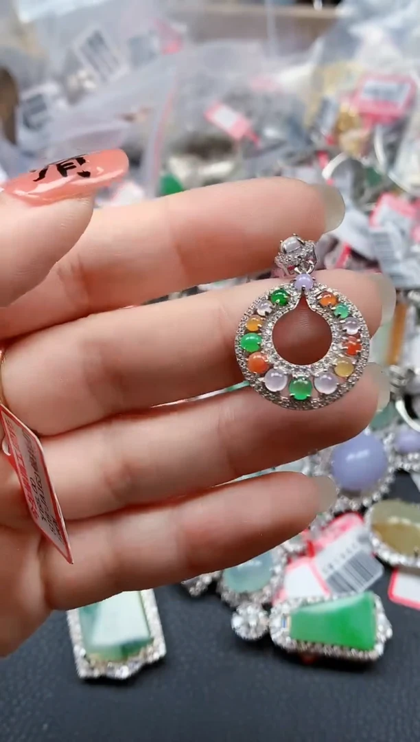 银S925镶嵌戒指翡翠天然A货缅甸翡翠