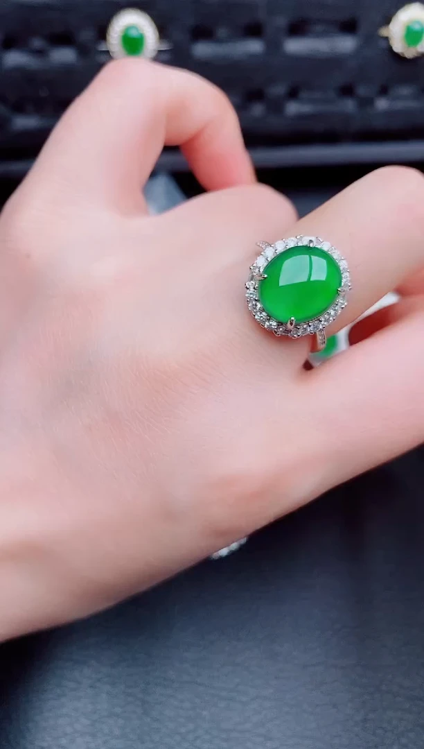 【闪购商品】翡翠戒指银S925镶嵌天然a货翡翠570