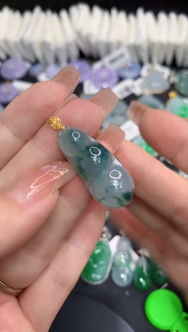 吊坠(不含链)18K金镶嵌翡翠111111111111111111111111
