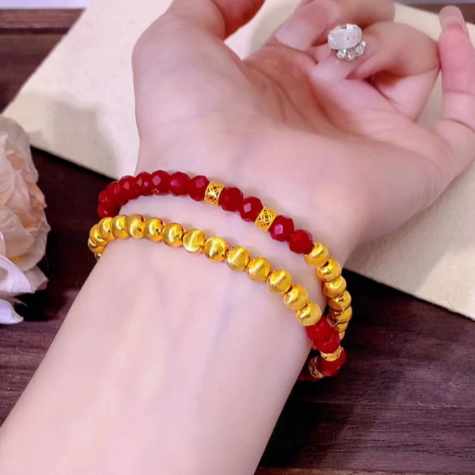 福韵天玺 铜合金手链 《韵系列》猫眼赤色珠珠弹力手链手饰气质轻奢