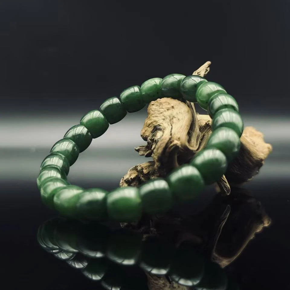 和田玉碧玉桶珠手串（卡10）2057