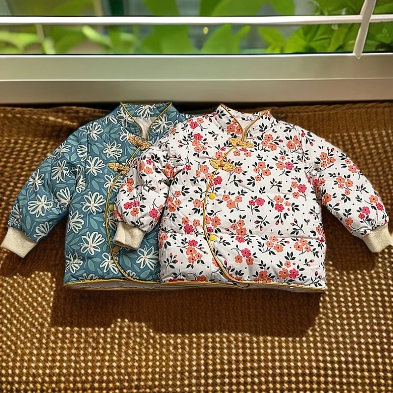 【清货】冬款90白鸭绒中式国风小童保暖儿童棒球领冬季羽绒夹克2409