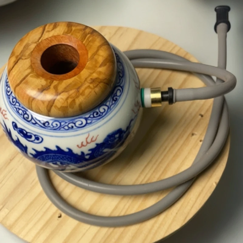 辻弎斗坊逍遥款青花双龙戏珠空腔斗