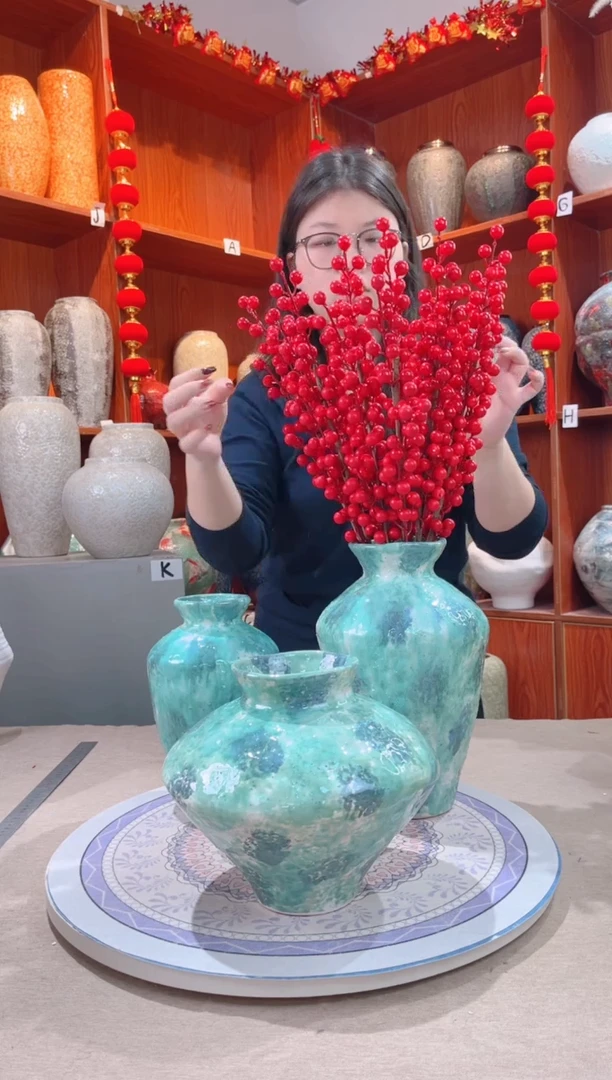 【闪购商品】瓶精品陶瓷花瓶 无花 新品彩陶 三件套