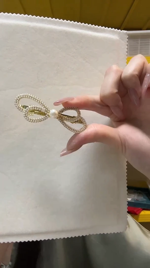 合金淡水珍珠发卡43号 蝴蝶珍珠发卡