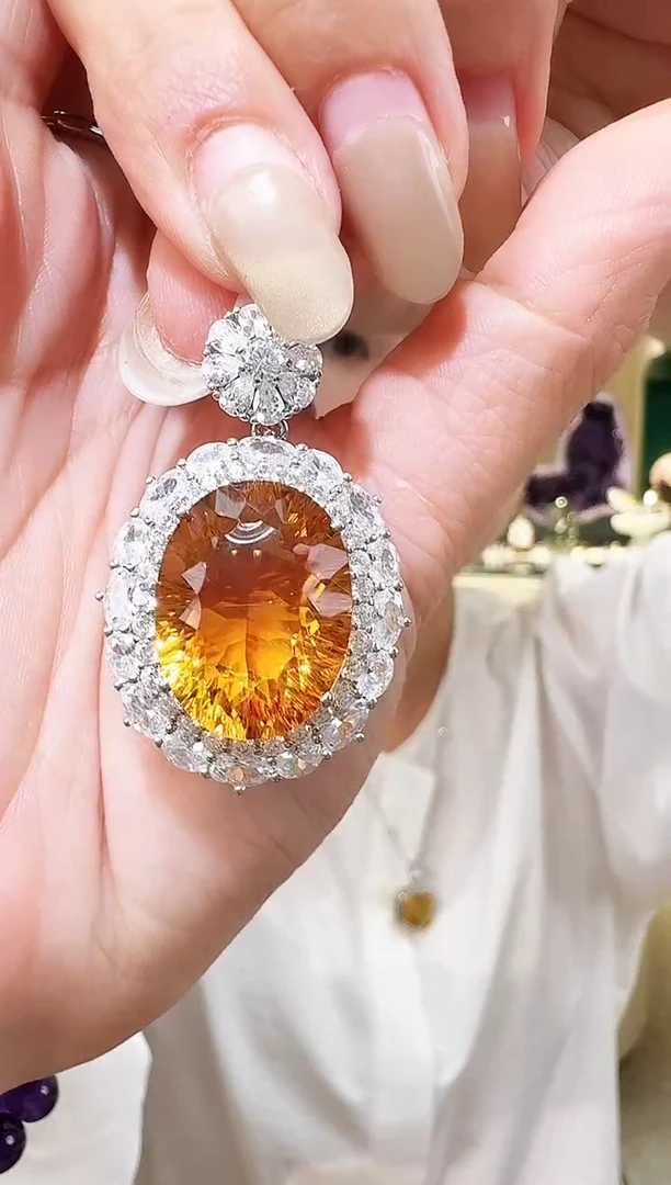 吊坠(不含链)银S925镶嵌黄晶015吊坠