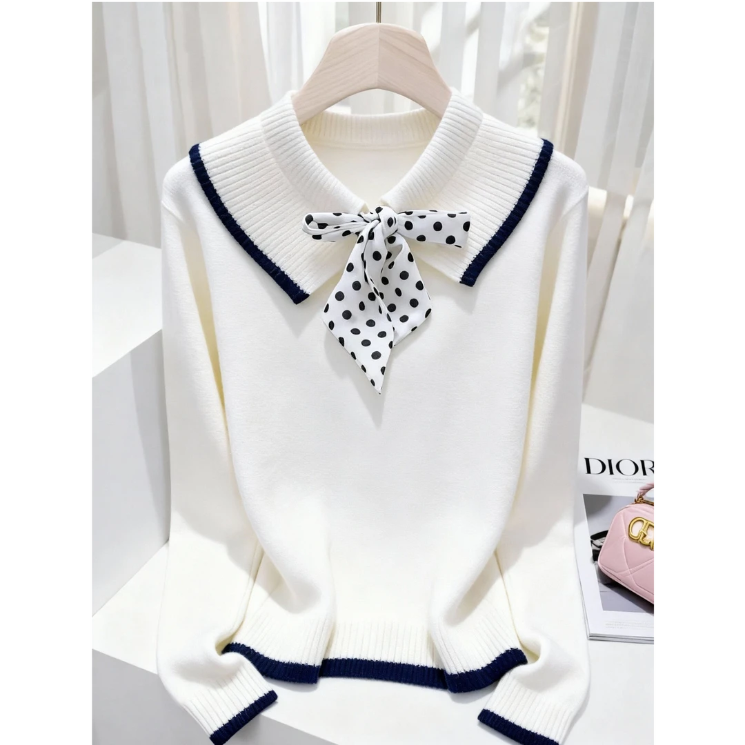 今年流行欧货时髦洋气上衣软糯慵懒风白色奶fufu针织衫毛衣女秋季